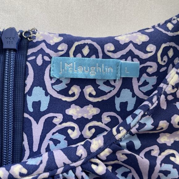 J McLaughlin‎ Purple Blue Catalina Cloth Shift Dress Size L Preppy Old Money - Picture 7 of 12